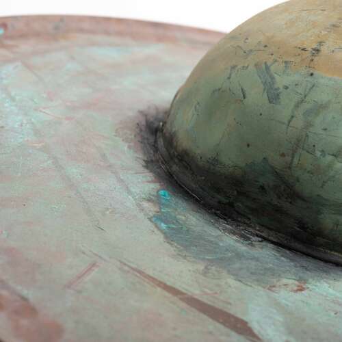 Large hanging copper model of Saturn, Mid-century Decorative planet sculpture